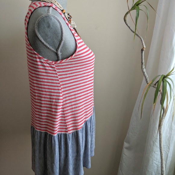 [Lime & Chili] Striped Peplum Sleeveless Tank Sz S - Picture 4 of 6